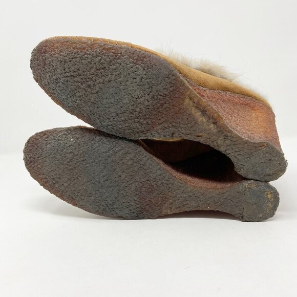 APEPAZZA | Brown Suede Wedge Mules Fur Trim 8.5 - Picture 11 of 14